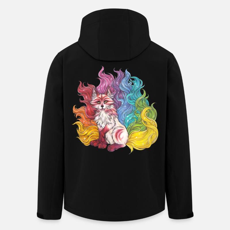 Regenbogen Kitsune mythischer Fuchs Geschenk Manga - Recycelte Männer Softshell-Jacke von Stanley/Stella - Schwarz