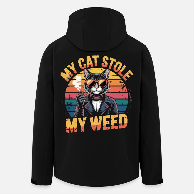 Retro Katze Kiffer Illustration - Recycelte Männer Softshell-Jacke von Stanley/Stella - Schwarz