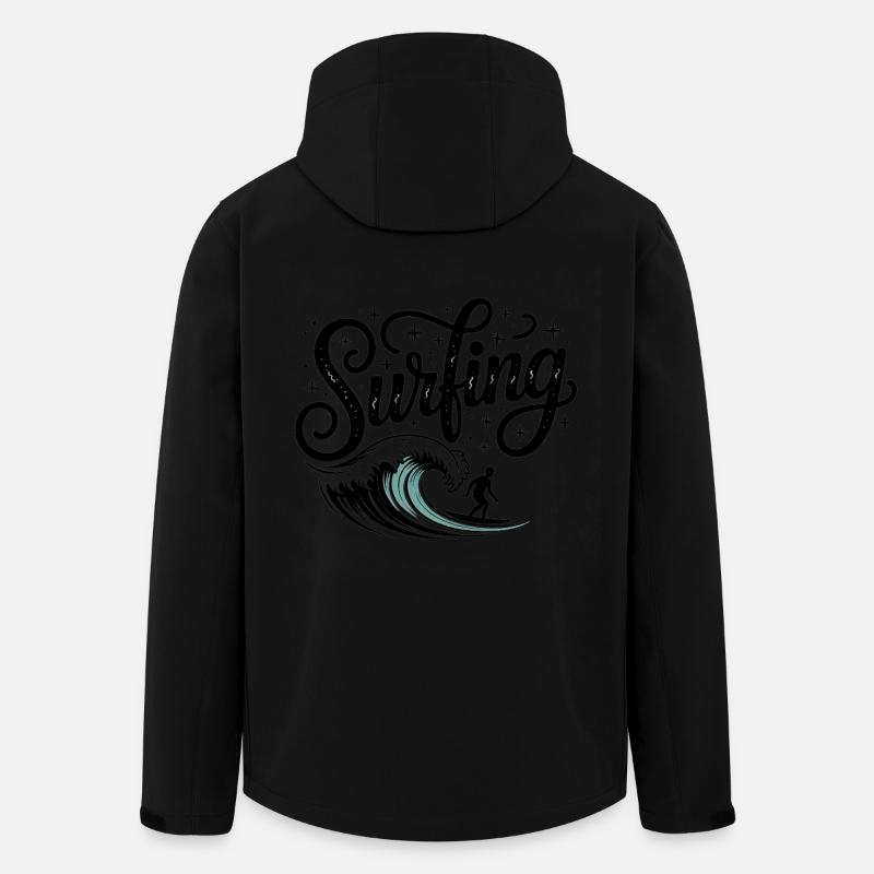 Surfen - Cooles Surfer-Logo - Recycelte Männer Softshell-Jacke von Stanley/Stella - Schwarz