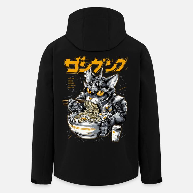 Cyberkatze beim Ramen Essen - Recycelte Männer Softshell-Jacke von Stanley/Stella - Schwarz