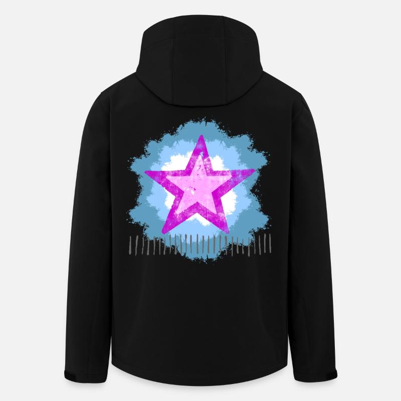 Leuchtender Pinker Stern im Aquarellstil - Recycelte Männer Softshell-Jacke von Stanley/Stella - Schwarz