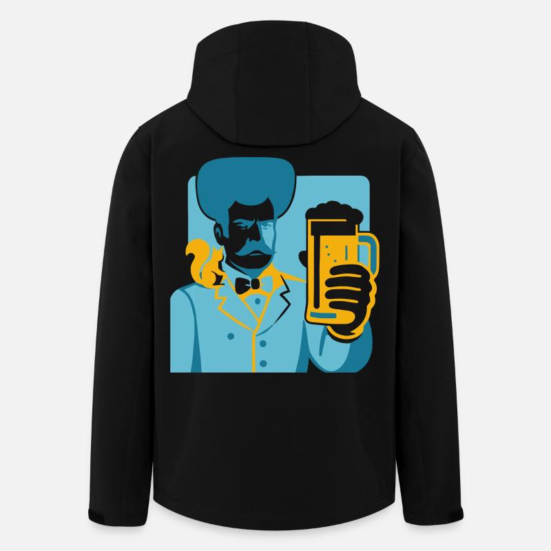 Retro Held mit Bierglas Motiv - Recycelte Männer Softshell-Jacke von Stanley/Stella - Schwarz