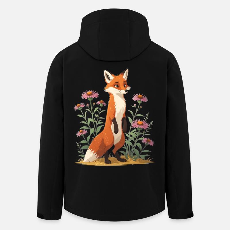 Fuchs mit Blumenmuster Illustration - Recycelte Männer Softshell-Jacke von Stanley/Stella - Schwarz