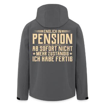 Pension Nicht mehr zuständig - Pensionär - Recycelte Männer Softshell-Jacke von Stanley/Stella - Schwarz - Hinten - AI Model Male 185 light (185cm)