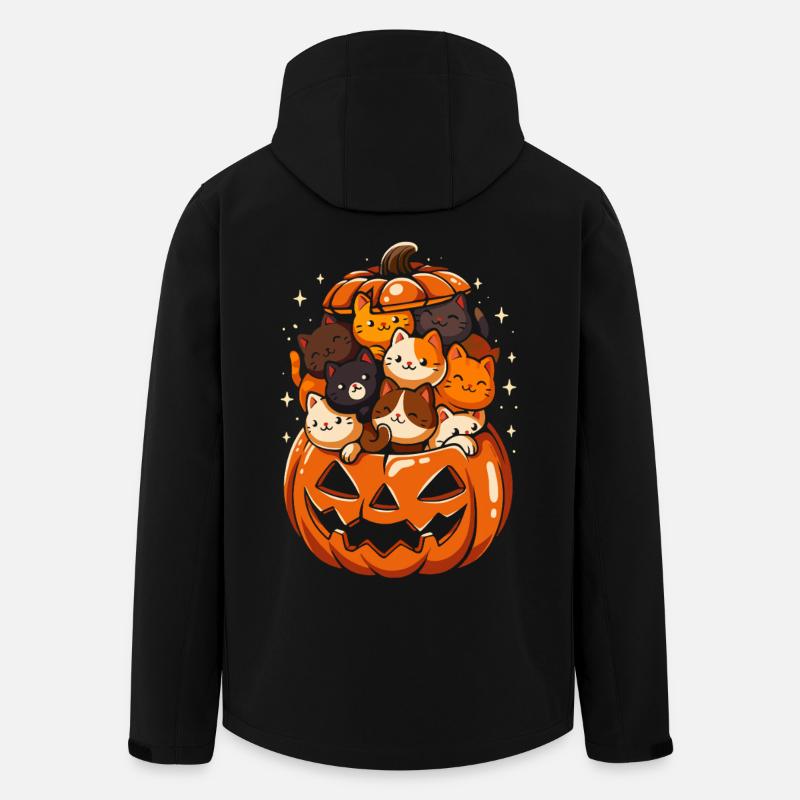 Chats mignons dans une citrouille d'Halloween - Veste softshell homme en polyester recyclé Stanley/Stella - noir