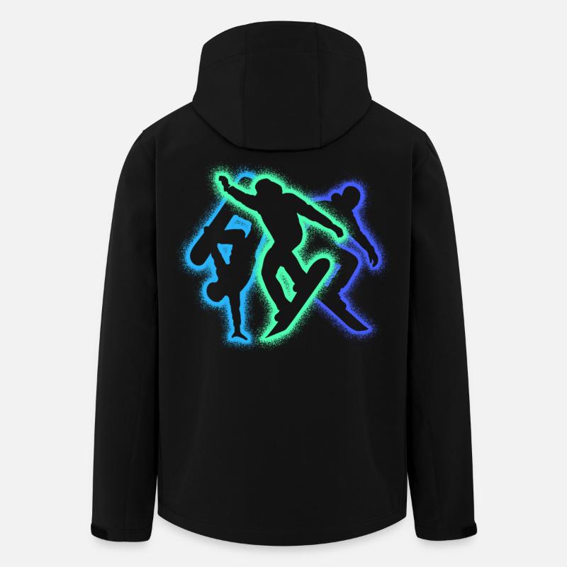 Silhouettes de snowboardeurs hommes garçons snowboard - Veste softshell homme en polyester recyclé Stanley/Stella - noir