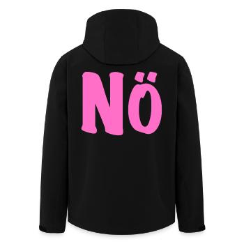 Nope - neon pink - Nope Neon - Men’s Recycled Softshell Jacket by Stanley/Stella - black - Back - AI Model Male 185 light (185cm)
