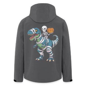 Halloween T-Rex mit Skellet und Kürbis - Recycelte Männer Softshell-Jacke von Stanley/Stella - Schwarz - Hinten - AI Model Male 185 light (185cm)