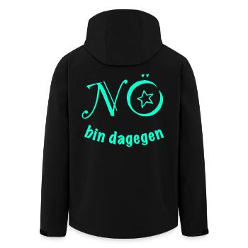 NON, JE SUIS CONTRE - non, non, anti, pas envie - Veste softshell homme en polyester recyclé Stanley/Stella - noir - Dos - AI Model Male 185 light (185cm)