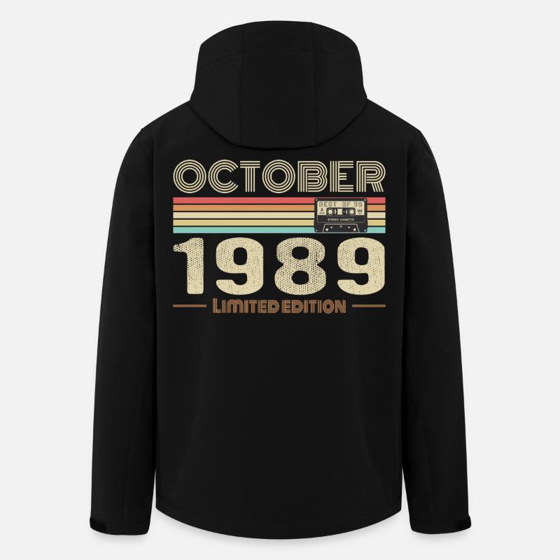 Anniversaire octobre 1989 - Birthday october 1989 - Veste softshell homme en polyester recyclé Stanley/Stella - noir