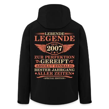 18th Birthday Vintage 2007 - Men’s Recycled Softshell Jacket by Stanley/Stella - black - Back - AI Model Male 185 light (185cm)