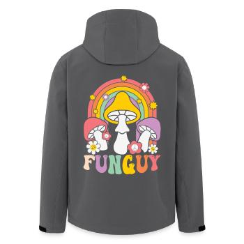 Design de champignon funky avec arc-en-ciel - Veste softshell homme en polyester recyclé Stanley/Stella - noir - Dos - AI Model Male 185 light (185cm)