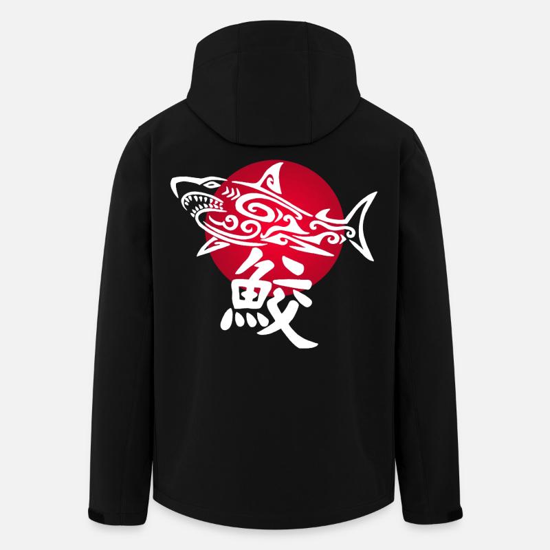 Requin blanc et soleil rouge - Veste softshell homme en polyester recyclé Stanley/Stella - noir