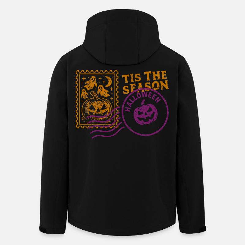 Scary Halloween pumpkin with ghosts - Men’s Recycled Softshell Jacket by Stanley/Stella - black