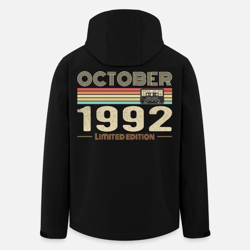 Anniversaire octobre 1992 - Birthday october 1992 - Veste softshell homme en polyester recyclé Stanley/Stella - noir