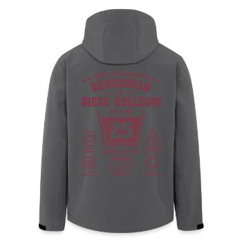 25 Jahre Dienst - Schonend behandeln - Kollegin - Recycelte Männer Softshell-Jacke von Stanley/Stella - Schwarz - Hinten - AI Model Male 185 light (185cm)