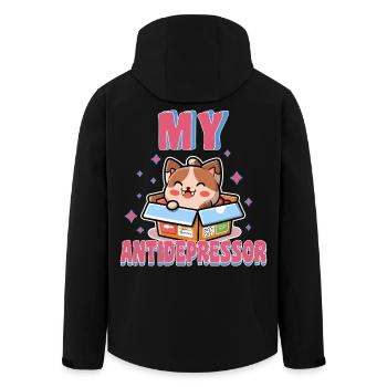 Chaton Joie Anti Depression Humour Animal - Veste softshell homme en polyester recyclé Stanley/Stella - noir - Dos - AI Model Male 185 light (185cm)