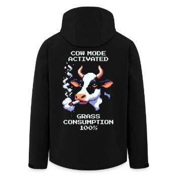 Mode vache : Herbe 100 % | Humour Vache & Stoner - Veste softshell homme en polyester recyclé Stanley/Stella - noir - Dos - AI Model Male 185 light (185cm)