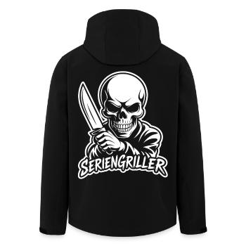 Series Griller - Skeleton with Knife - Men’s Recycled Softshell Jacket by Stanley/Stella - black - Back - AI Model Male 185 light (185cm)