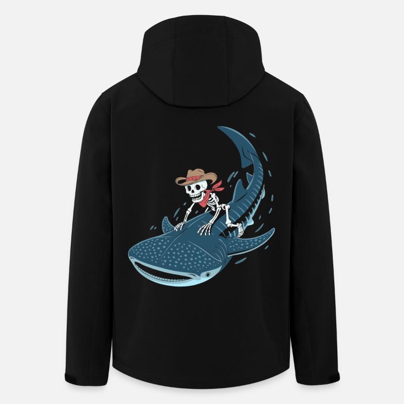 Squelette de cow-boy sur requin baleine - Veste softshell homme en polyester recyclé Stanley/Stella - noir