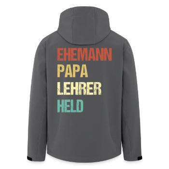 Ehemann Papa Lehrer Held – T-Shirt für Super-Väter - Recycelte Männer Softshell-Jacke von Stanley/Stella - Schwarz - Hinten - AI Model Male 185 light (185cm)