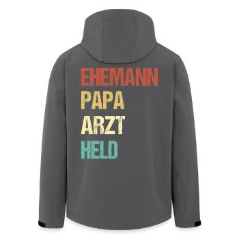 Ehemann Papa Arzt Held Shirt - Recycelte Männer Softshell-Jacke von Stanley/Stella - Schwarz - Hinten - AI Model Male 185 light (185cm)