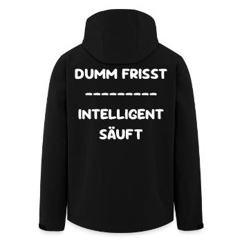 Dumm Frisst - Intelligent Säuft - Recycelte Männer Softshell-Jacke von Stanley/Stella - Schwarz - Hinten - AI Model Male 185 light (185cm)