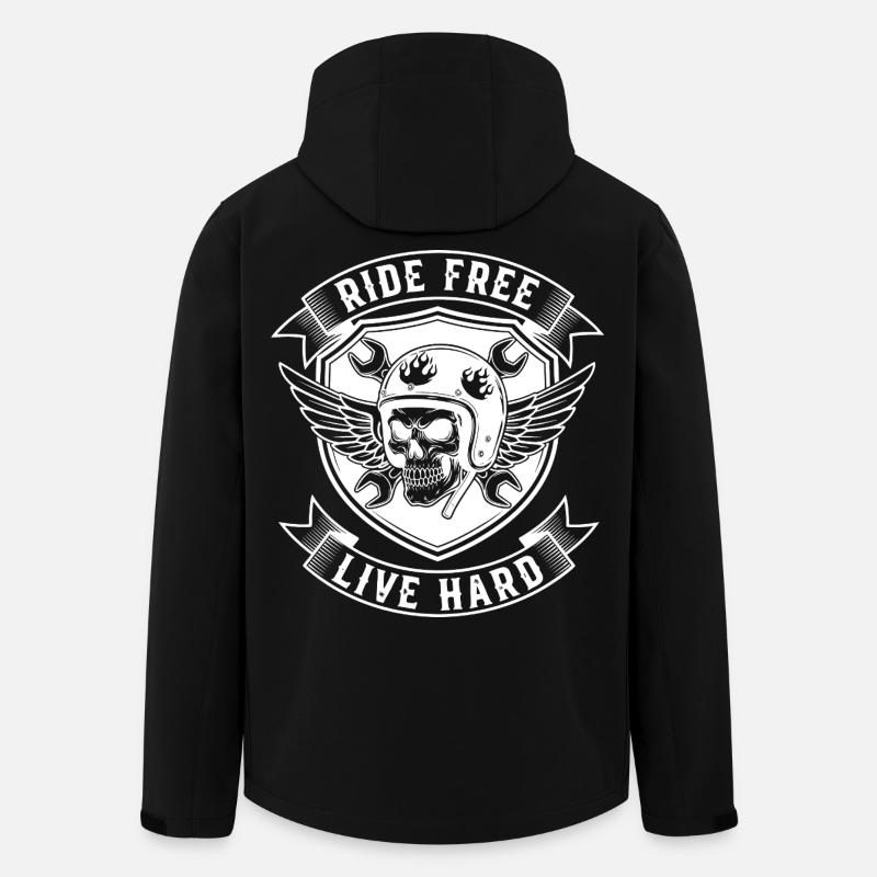 Biker Design - Ride Free Live Hard - Recycelte Männer Softshell-Jacke von Stanley/Stella - Schwarz