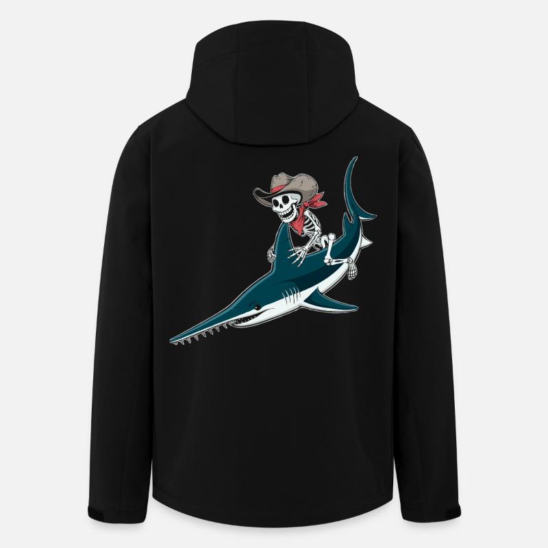 Knochencowboy auf Sägefisch-Abenteuer Sägerochen  - Recycelte Männer Softshell-Jacke von Stanley/Stella - Schwarz