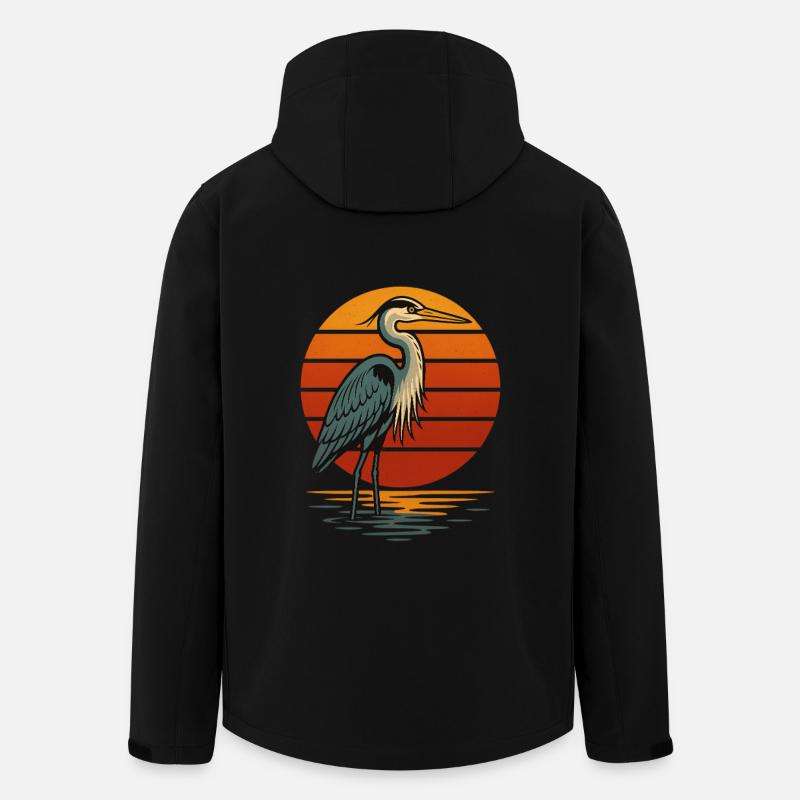 Héron au coucher du soleil - Veste softshell homme en polyester recyclé Stanley/Stella - noir