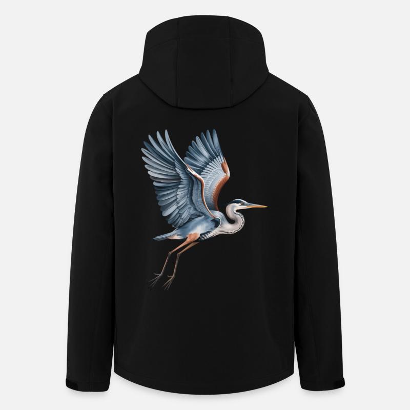 Héron élégant aux ailes déployées - Veste softshell homme en polyester recyclé Stanley/Stella - noir