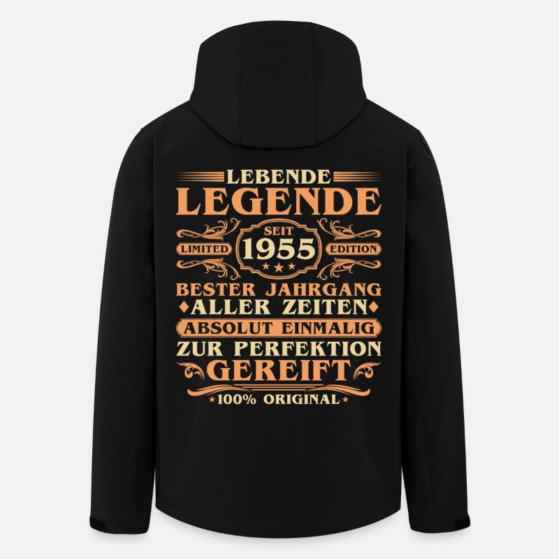 70e anniversaire Né en 1955 Millésime - Veste softshell homme en polyester recyclé Stanley/Stella - noir