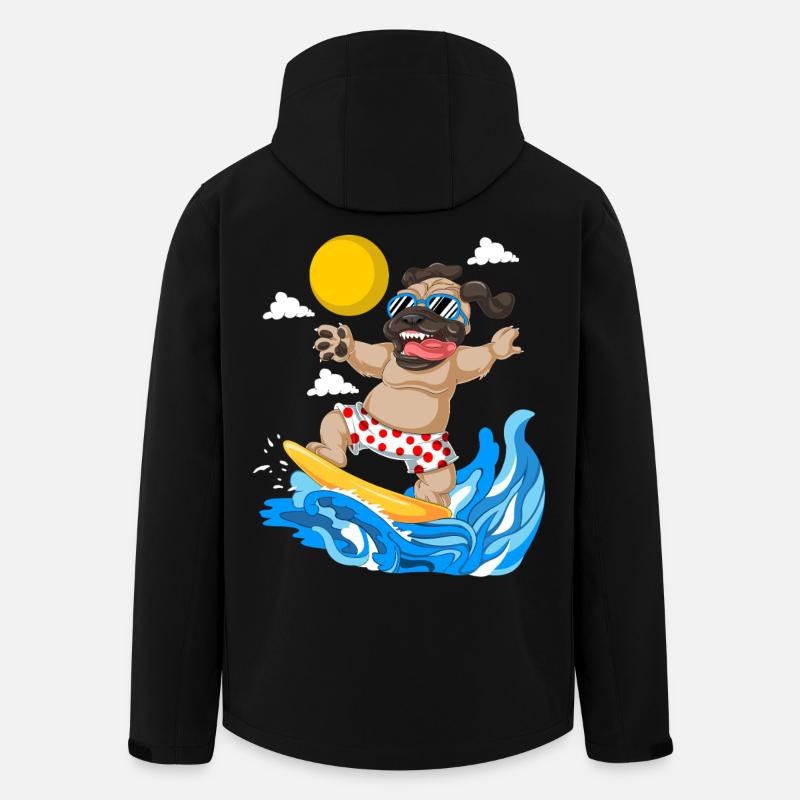Pug Surfing Summer Beach Tee - Men’s Recycled Softshell Jacket by Stanley/Stella - black