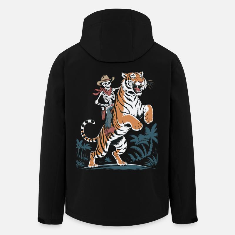 Abenteuerliches Skelett mit Tiger - Recycelte Männer Softshell-Jacke von Stanley/Stella - Schwarz