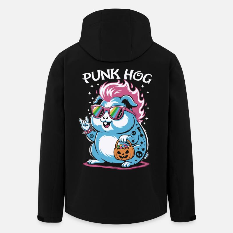 Déguisement de cochon d’Inde hamster punk - Veste softshell homme en polyester recyclé Stanley/Stella - noir