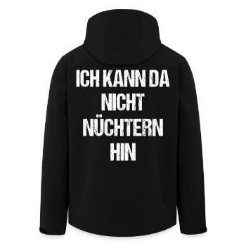 Je ne peux pas y aller sobre – Funshirt Party - Veste softshell homme en polyester recyclé Stanley/Stella - noir - Dos - AI Model Male 185 light (185cm)