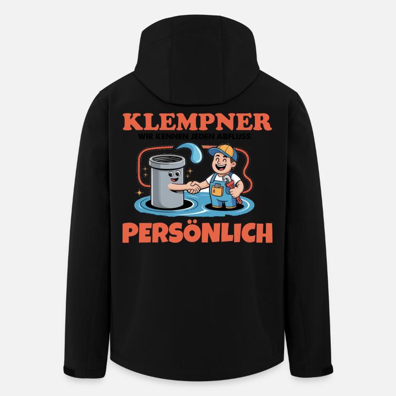 Humorous Plumber Friendship Illustration - Men’s Recycled Softshell Jacket by Stanley/Stella - black