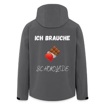 Schokolade Shirt – Ich brauche Schokolade - Recycelte Männer Softshell-Jacke von Stanley/Stella - Schwarz - Hinten - AI Model Male 185 light (185cm)