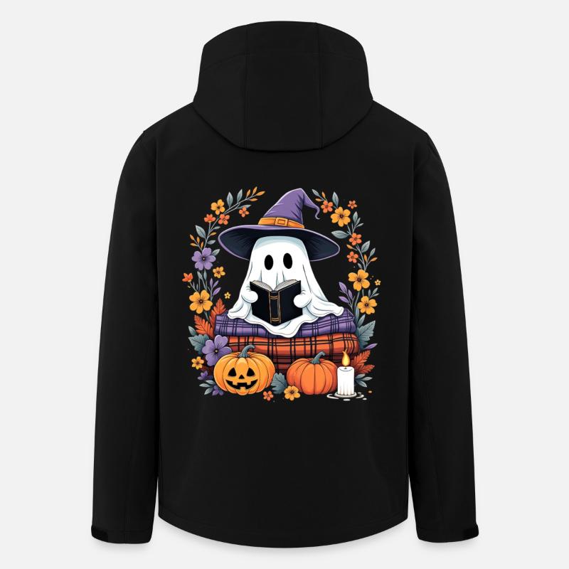 Cozy Halloween Witch Ghost with Pumpkins - Men’s Recycled Softshell Jacket by Stanley/Stella - black
