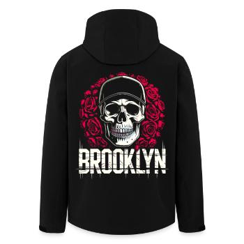 Brooklyn NYC Crâne Streetwear avec Roses - Veste softshell homme en polyester recyclé Stanley/Stella - noir - Dos - AI Model Male 185 light (185cm)