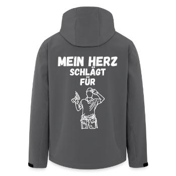 Handwerker T-Shirt – Mein Herz schlägt für Handwer - Recycelte Männer Softshell-Jacke von Stanley/Stella - Schwarz - Hinten - AI Model Male 185 light (185cm)