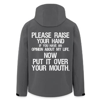 S’il vous plaît, levez la main si vous avez une opinion - Veste softshell homme en polyester recyclé Stanley/Stella - noir - Dos - AI Model Male 185 light (185cm)
