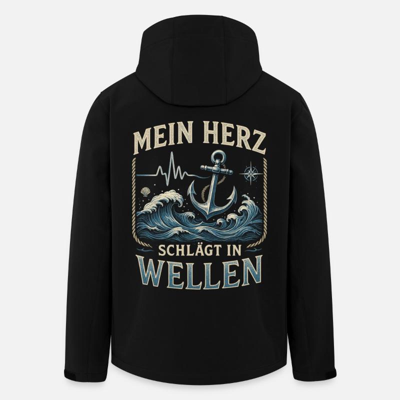 My heart beats in waves - Men’s Recycled Softshell Jacket by Stanley/Stella - black