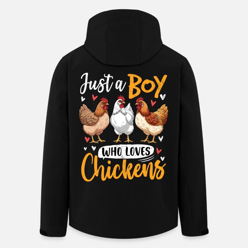 Boy loves chickens – motif amusant - Veste softshell homme en polyester recyclé Stanley/Stella - noir