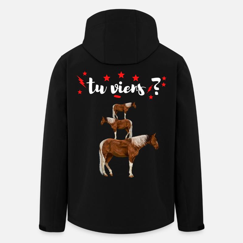 Tu Viens ? Pyramide de Chevaux  - Veste softshell homme en polyester recyclé Stanley/Stella - noir