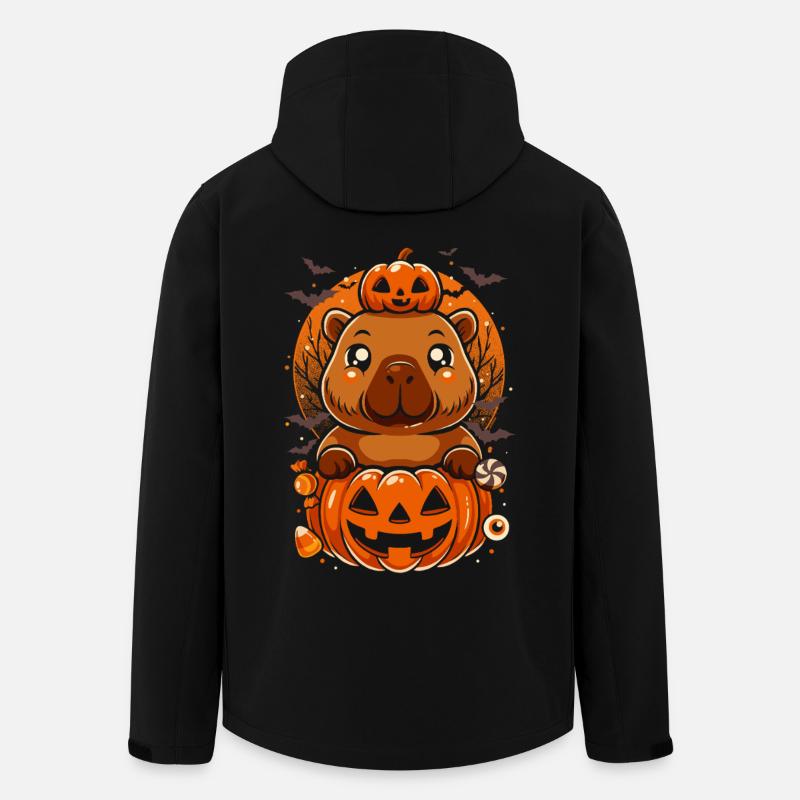 Capibara Halloween Kürbisse - Recycelte Männer Softshell-Jacke von Stanley/Stella - Schwarz