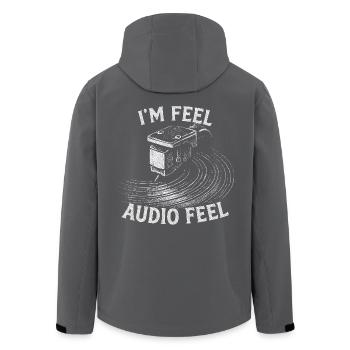 Conception de platine vinyle - I’m Feel Audio Feel Citation - Veste softshell homme en polyester recyclé Stanley/Stella - noir - Dos - AI Model Male 185 light (185cm)