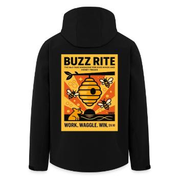 Bienen Honig Imker Retro Poster Magazin - Recycelte Männer Softshell-Jacke von Stanley/Stella - Schwarz - Hinten - AI Model Male 185 light (185cm)