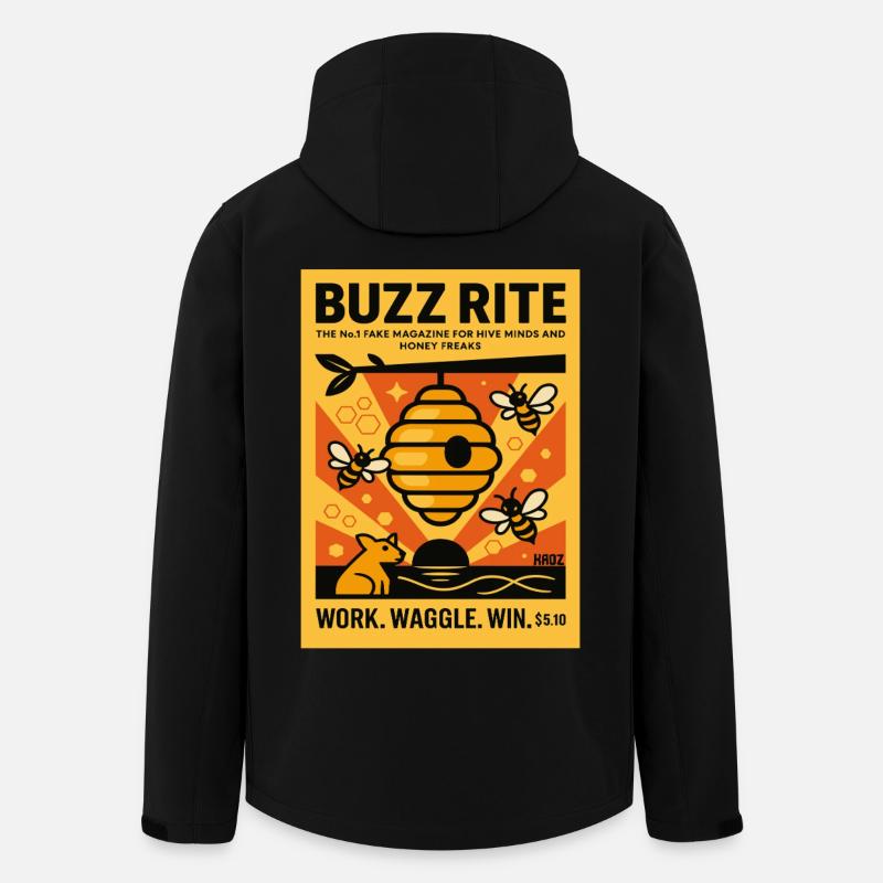 Bees Honey Beekeeper Retro Poster Magazine - Men’s Recycled Softshell Jacket by Stanley/Stella - black