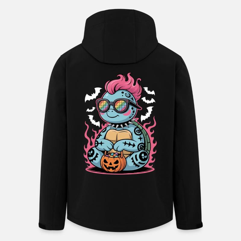 Tortue punk d’Halloween avec panier de citrouille - Veste softshell homme en polyester recyclé Stanley/Stella - noir